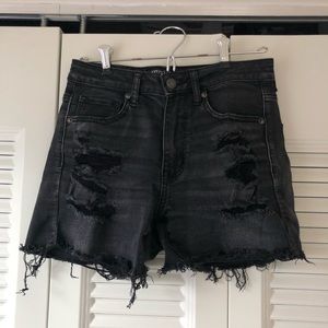 American Eagle washed black denim shorts EUC